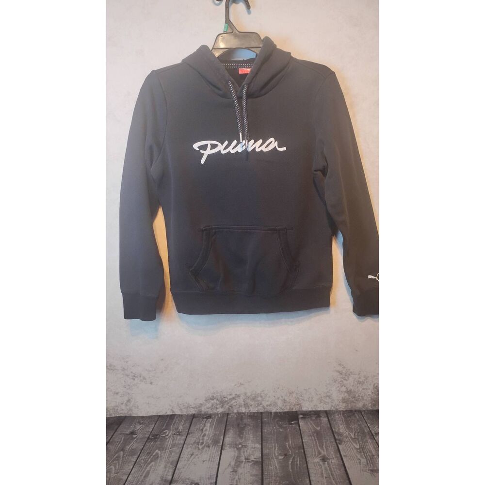 Puma pullover hoodie. Medium, full cotton black.